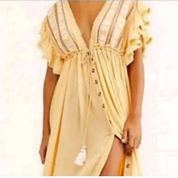 Free People Bali Will Wait For You Dress in Garbanzo Oversized Boho XS - Picture 8 of 16